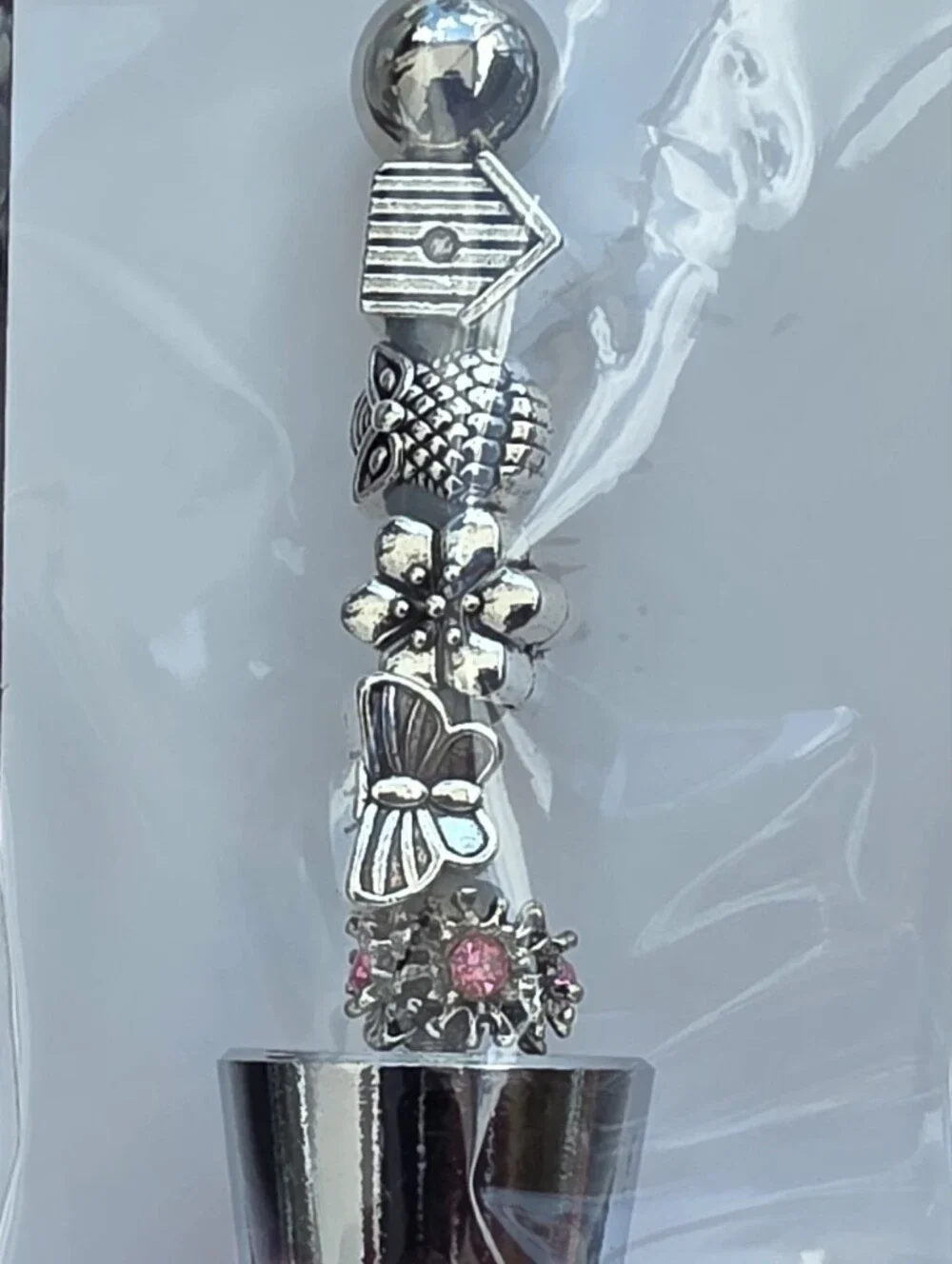 Handcrafted Pink Charm Wine Stopper